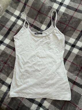 Zara White Slim Spaghetti Strap Camisole